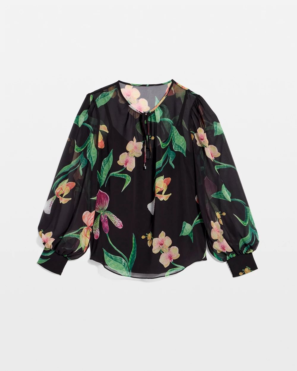 Chiffon Tie-Neck Blouse | White House Black Market